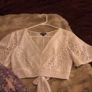 Express white lace crop top with midi skirt